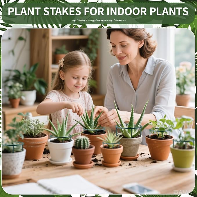 12Pack Plant Support Stakes,Half Round Plant Support Ring Plastic Plant Cage Holder Flower Pot Climbing Trellis for Small Plant Flower Vegetable,Indoor and Outdoor Plants