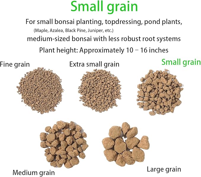 Japanese Super Hard Akadama Bonsai Soil - Small Grain (3-6mm), 2 lb (1.2 QT) | Premium Volcanic Clay Medium for Succulents,Cactus,Orchids, Bonsai & Topsoil
