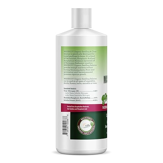 Organic Seedling Solution, Liquid Fertilizer for Seedlings, Cuttings & Clones – Natural Seaweed & Fish-Based Plant Food for Strong Root Growth. 32 oz
