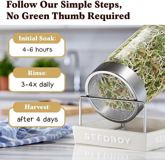 Seedboy Organic Non-GMO Fenugreek Seeds for Sprouting - Microgreens Sprouting Seeds - 8 oz Bag Makes 8 Quarts / 24 Servings (Fenugreek)