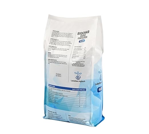 LakeDew Biochar Lawn Fertilizer 16‑0‑8 – Moisture Retention & Microbial Boost – Fix New Construction or Sandy Soils – Eco‑Friendly, Covers 2,500‑6,000 sq ft