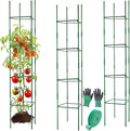 3Pack 12" Width Up to 63" Height Adjustable Square Tomato Cages for Garden, Plant Support Stakes for Climbing Vegetable, Tomatoe, Flower, with Twist Ties Snap-On Stake Arms