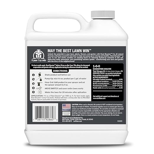 Turf Titan Root Booster Liquid Probiotic for Lawn and Garden (32 oz) with Hose End Sprayer – Improves Nutrient Uptake in Compacted & Clay Soil – Supports Stronger Roots – Covers 6,000 Sq Ft