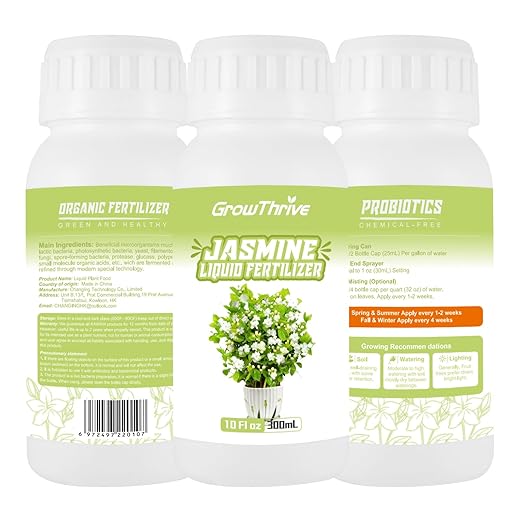 Jasmine Liquid Plant Food 10 oz – Organic Probiotic Liquid Fertilizer for Jasmine Plants, Natural Flower Food Concentrate – Promotes Growth, Green Leaves & White Blooms