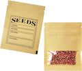 PABCK 100 Pack Small Resealable Seed Envelopes with Clear Window 2.7x3.7inch Brown Kraft Paper Packet with Preprinted Seed Collecting Template for Seed Flower Vegetable Plants Garden Storage Packaging