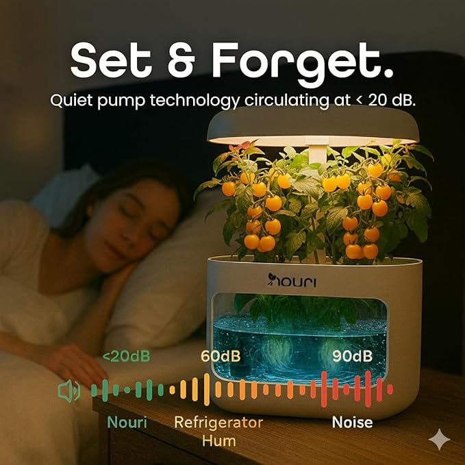 Nouri 5 pod Smart Garden for Home Cooks | w/Heirloom Basil | Hydroponics Growing System | LED Grow Lights | Indoor Herb Garden Kit | Herb Growing Kit Indoors for Plant Lovers, Gardeners, Kitchen