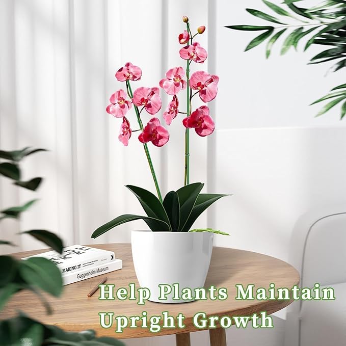 15Pcs Orchid Stakes,SupKing 17.7 Inch Plant Support Sticks Invisible Bendable Green Pole Rods for Small Indoor Outdoor Potted Plants Comes 20Pcs Ties