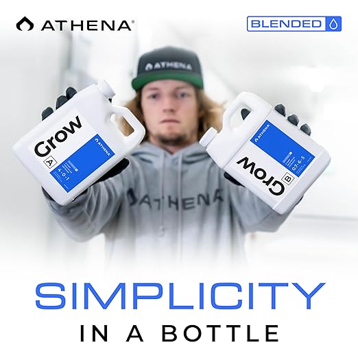 Athena Blended Grow A&B | 2-Part Vegetative Liquid Fertilizer for Hydroponics & Soil | Plant Food for Veg Stage Growth | NPK A 4-0-1 | B 1-3-5 | 32 Ounce