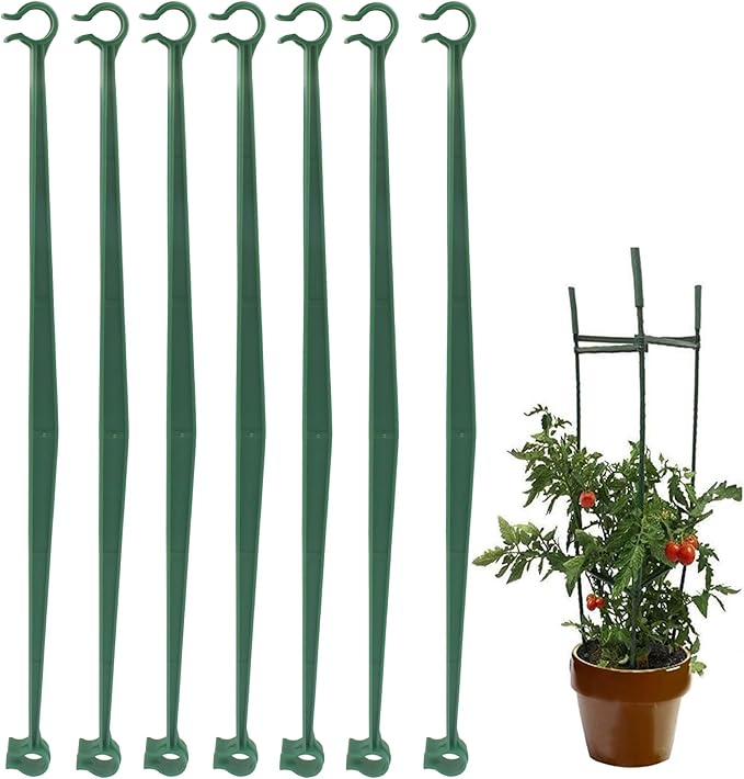 30 PCS Green Stake Arms for Tomato Cage – 11.8" Connectors with 2 Buckles, Plant Support Clips for 11mm Garden Stakes, Ideal for Tomatoes, Cucumbers