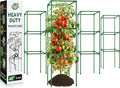 Halatool Heavy Duty Square Tomato Cages, 45 Inch Large Metal Tomato Cages for Garden, Adjustable Folding Tomato Trellis for Climbing Vegetables Flowers Fruits, 4 Pack