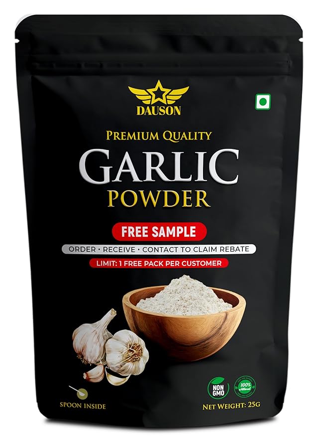 Garlic Powder – 100% Pure & Natural | 0.88 Oz Finely Ground Garlic Root | No Additives or Fillers | Aromatic, Earthy Flavor for Cooking | 25g Sample Available | Kitchen Essential for Global Cuisine