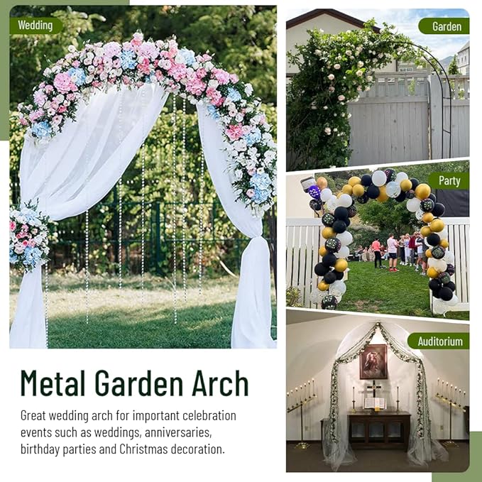 2PCS Wedding Garden Arch Stand,7.9Ft Metal Outdoor Indoor Garden Arbors Stand for Climbing Plant Wedding Christmas Party Decoration (Green-2PCS)