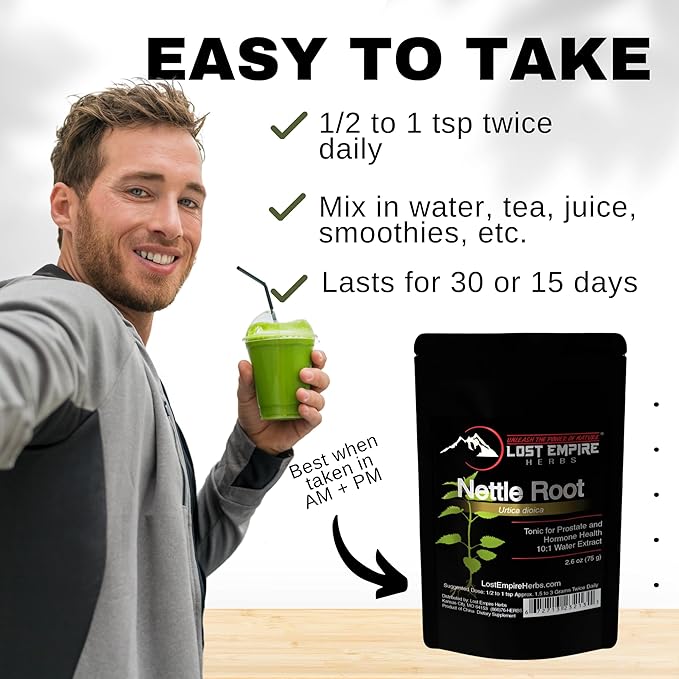 Lost Empire Herbs Stinging Nettle Root (Urtica Dioica) 10:1 Full-Spectrum Water Extract Powder Supplement for Men, Urinary Function (75 Grams)