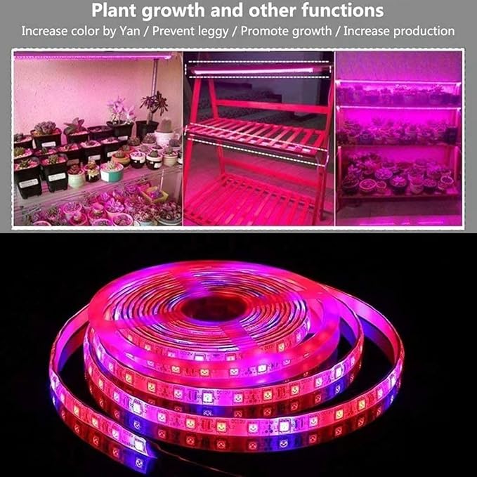 Grow Lights for Seed Starting, 16.4FT Full Spectrum LED Plant Grow Light Strips, Red & Blue 5:1, Waterproof Flexible Growing Lamp for Greenhouse Hydroponics