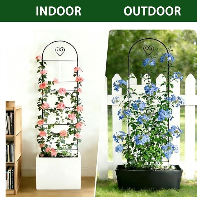 46" Metal Garden Trellis, 3-Section Heavy Duty Iron Trellis for Climbing Plants Indoor & Outdoor, Plant Support for Roses, Vines & Vegetables, 1 Pack, Black