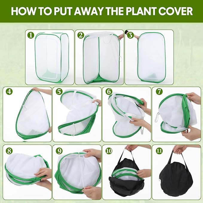 2 Pack Mesh Plant Covers 28 x 28 x 48 Inch Tomato Crop Netting Cage Garden Tents for Plant Protection from Insects Animals Outdoor Tall Crop Cage for Fruit, Vegetables, Flowers and Herbs