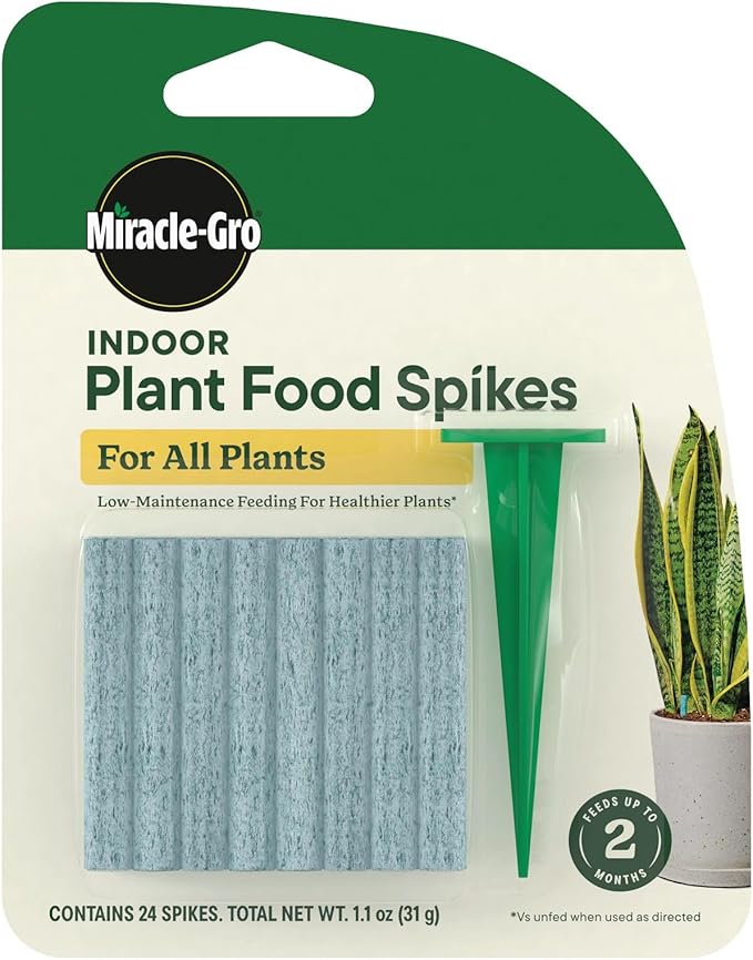 Miracle-Gro Indoor Plant Food Spikes for All Plants, Fertilizer Spikes for Houseplants, Flowers, Vegetables, and Herbs, 24 Spikes