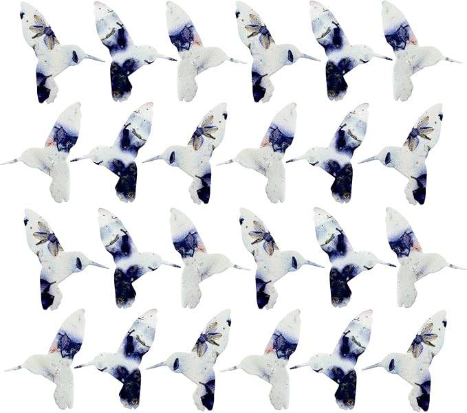 Wildflower Seed Paper - Set of 24 Hummingbird-Shaped for Funeral Favors, Memorial Gifts, & Sympathy Gifts for Loss of Father and Mother (Purple)