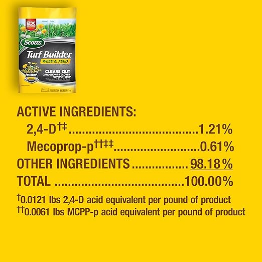 Scotts Turf Builder Weed and Feed3 - Weed Killer Plus Lawn Fertilizer, Controls Dandelion and Clover, Grass Fertilizer For Up To 5,000 sq. ft., 14.29 lbs.