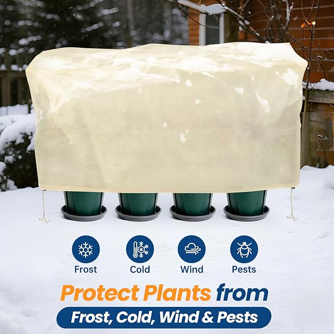 Plant Covers Freeze Protection, 2 Pack Garden Covers for Potted Plants, Frost Cloths for Outdoor Plants, Winter Protection for Vegetables & Flowers (40"×15"×18")