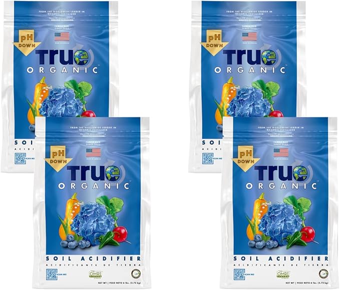 True Organic Soil Acidifier – Lowers Soil pH for Acid-Loving Plants – Ideal for Turning Hydrangeas Blue – 6lb Bag- Case of 4