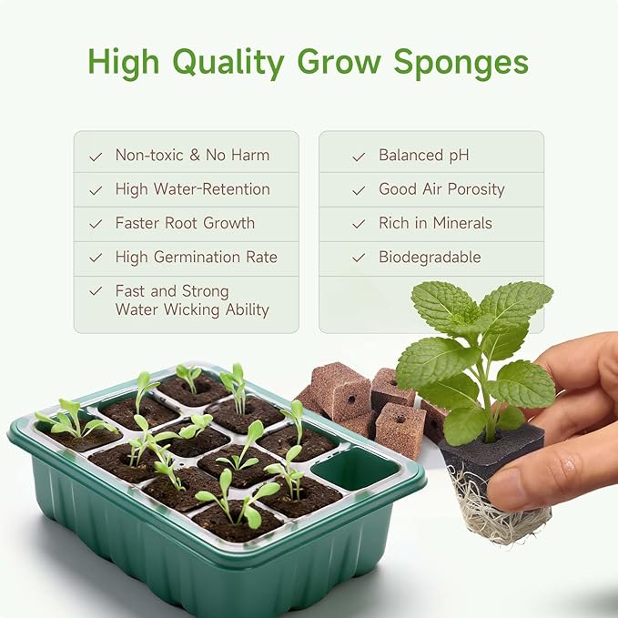 50 Pack Hydroponics Grow Sponges -Square Sponge Replacement Part Replacement Root Growth Sponge Seed Pods for Hydroponic Garden Indoor Growing System, Seed Starter Sponges Pod Kit