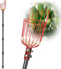 DonSail Fruit Picker Pole Tool with Basket Telescoping - Adjustable Mango Picker 35-120 inch Long Handle - Apple Orange Avocado Acorn Lemon Pear Pomelo Chery Picker for Tree
