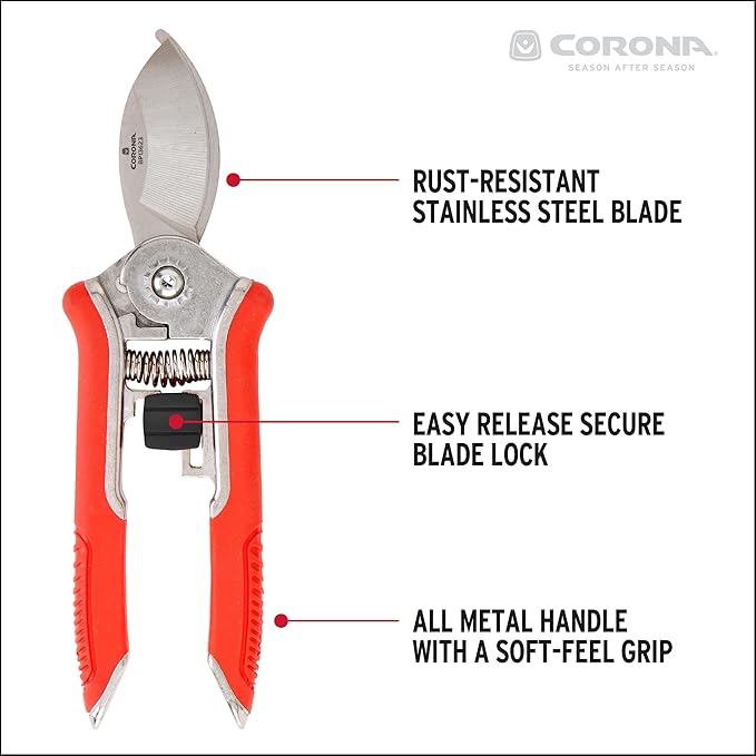 Corona BP 13623 Yard Essentials Houseplant Pruners, Red