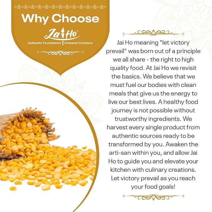 Jai Ho Certified Organic Chana Dal Chickpea Hulled Split 4 lb | Organic Chana Dal | USDA Organic | Non-GMO | Chemical-Free | Premium Quality Kosher (4 Pound, Chana Dal)
