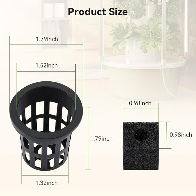 BAOSHISHAN 250 PCS Hydroponic Pods Kit, 50 Grow Baskets, 200 Sponges, Use 7-Layer Hydroponics Tower