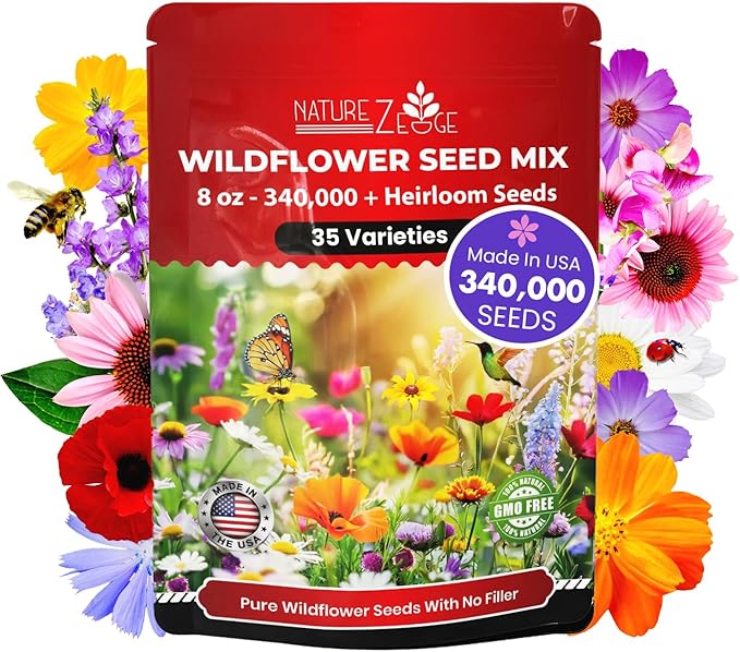 NatureZ Edge Wildflower Seeds, 1/2 lb, 340,000 Seed, 35 Variety Perennial & Annual Flower Seeds to Plant Outside, Bulk Wildflower Seed, Wild Flower, Semillas de Flores