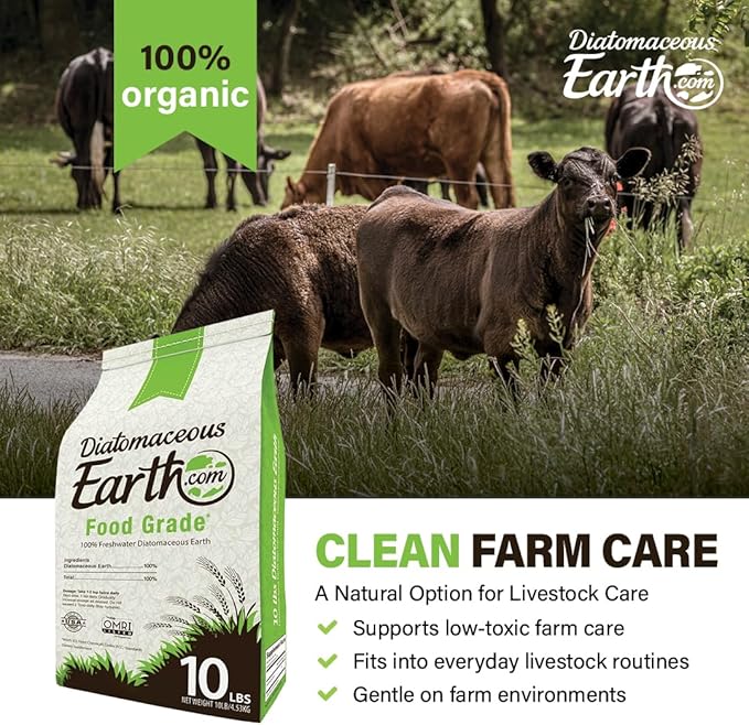 DiatomaceousEarth Food Grade Diatomaceous Earth – 10lb | 100% Organic, All-Natural Powder | Safe for Humans & Pets | OMRI Listed for Organic Use
