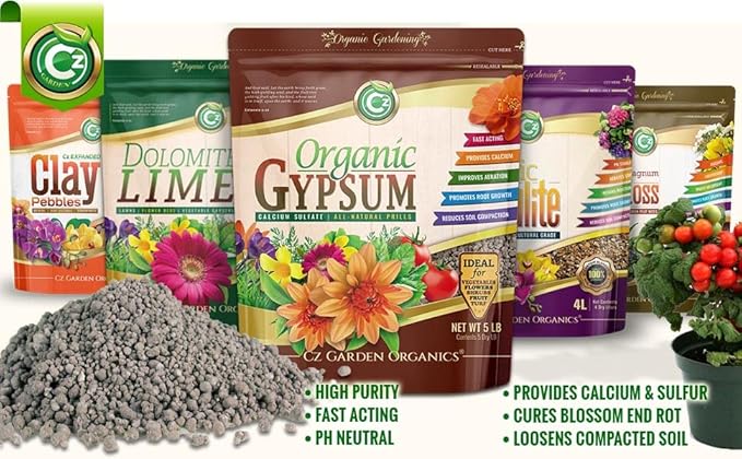 Gypsum Granules - Made in USA - Calcium Sulfate Dihydrate - Garden Soil Amendment Fertilizer for Lawns, Plants, Calcium & Sulfur Additive. Cures Blossom End Rot in Tomatoes & Peppers. OMRI Listed