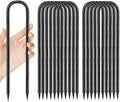 Rebar-Stakes-12-Inch, Ground Stakes Heavy Duty U-Hook Black Coated Anti-Rust Heavy Duty Ground Anchors for Garden Dog Fence Chicken Coop Christmas Decorations Deer Fence 12pcs