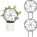 2 Pcs 14in Indoor Metal Garden Circle Plant Trellis for Houseplant Climbing Pot Plants, Black (Style A)