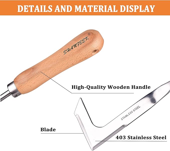 SHANFEEK Crack Weeder Weed Remover Tool for Garden Yard Weed Puller Hoe Gardening Tools Stainless Steel One-Piece Molding(Orange)