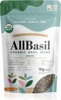 Seeds 14oz, USDA Organic Edible Basil Seeds Superfood Rich in Fiber, Healthy Fats, & Minerals, Support Weight Loss, Blood Sugar Balance, Gut Health—Ideal for Smoothies, Juices & Desserts.