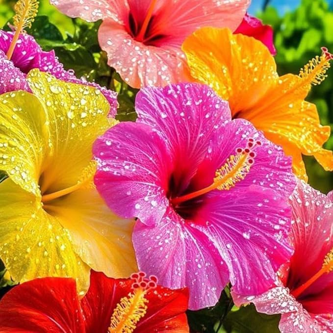 115+ Mixed Perennial Hibiscus Flower Seeds for Planting - Fresh Hardy Hibiscus Exotic Plant Bonsai Seeds Non-GMO Heirloom for Multi-Colored Flower Home Garden Outdoor