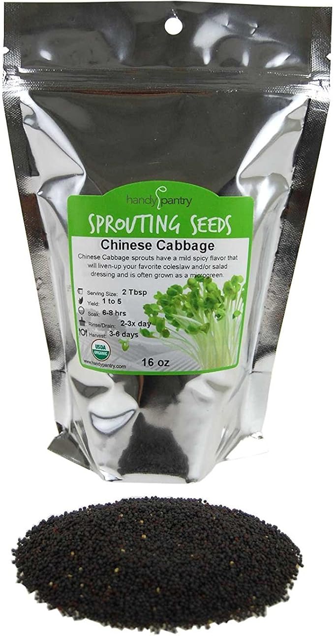 Handy Pantry Chinese Cabbage Sprouting Seed - 1 Lbs - Perfect for Edible Seeds, Gardening, Hydroponics, Growing Salad Greens, Sprouts & Food Storage