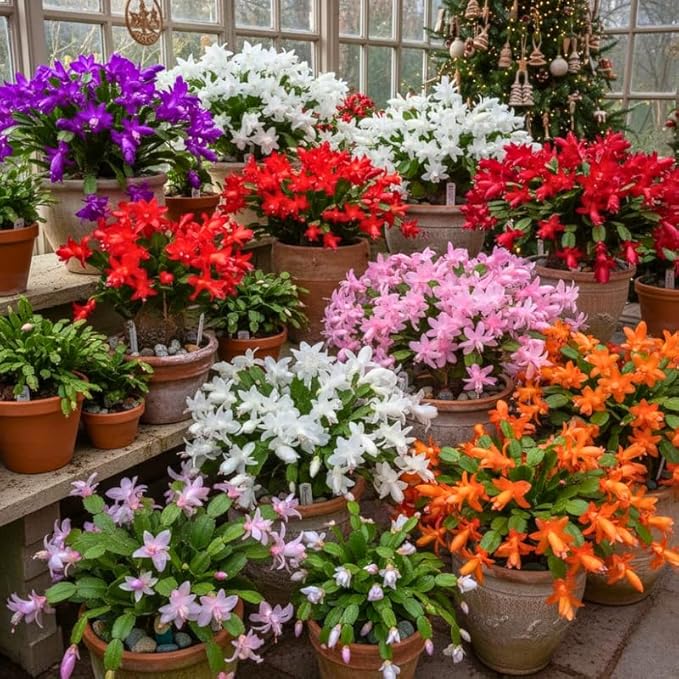 Pink Christmas Cactus Plants Live in 6 Inch Pot, Vibrant Christmas Cactus Blooms, Perennial Holiday Cactus Plant Flower Succulent Houseplant