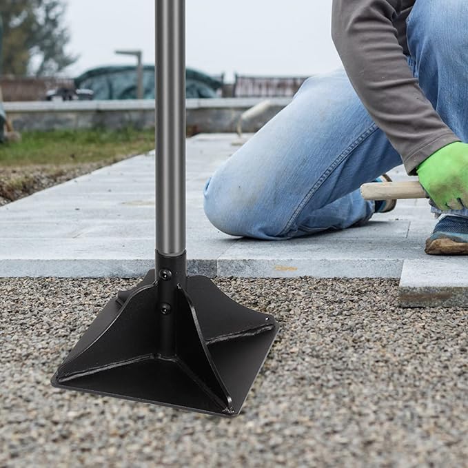 Walensee Steel Tamper with 48 inch Handle 8"x8" Garden Tamper with Rubber Grip All-Steel Heavy Duty Tamper Tool for Leveling Ground Gravel Soil Asphalt Sand Installing pavers and Repairing Blacktop