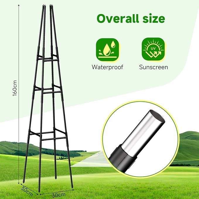 2 Pack Garden Obelisk Trellis for Climbing Plants Outdoor Indoor Pots, Plant Trellis for Climbing Plant Support for Climbing Plants Garden Trellis for Indoor Potted Plants, Vines, Climbing Rose