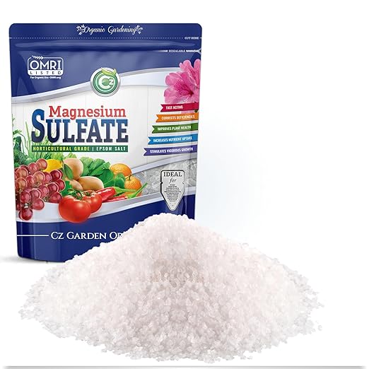Magnesium Sulfate Epsom Salt Fertilizer - Made in USA - Plant Food for Hydroponics, Plants, Flower Gardens - Fruit, Vegetables, Holistic Herbs. OMRI Listed (Cz Garden Organics Magnesium Sulfate 19LB)