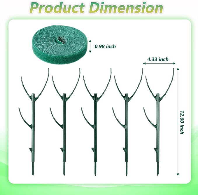 5Pcs Stackable Plant Support Stake Stem Holder Structures Frame & Plant Cage Support Ring Half Round for Sphagnum Twig Trellis Indoor Outdoor Potted Plants Stick for Vine Training & Stem Stabilization