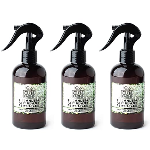 Cute Farms Tillandsia Air Plant Fertilizer | Gentle Weekly Use Formula Plant Food | Formulated Nutrients for Air Plants (Three - 8 oz. Spray Bottle)