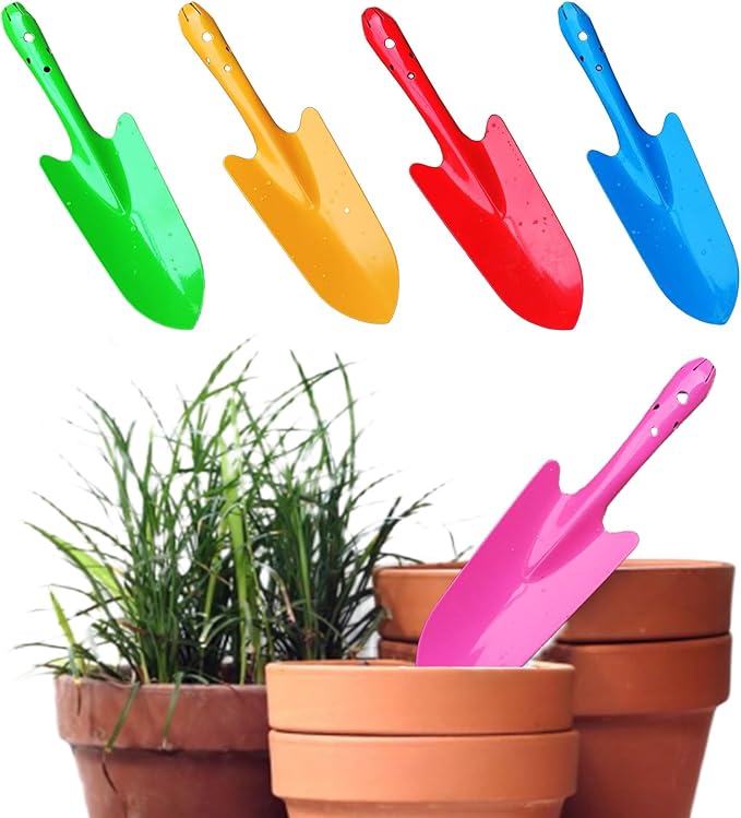 Garden Trowel for Digging and Planting, Mini Colorful Metal Hand Shovel, Small Trowel Set Garden Tools for Flower Soil Planting Digging Transplanting Ideal Gardening Gift for Kids
