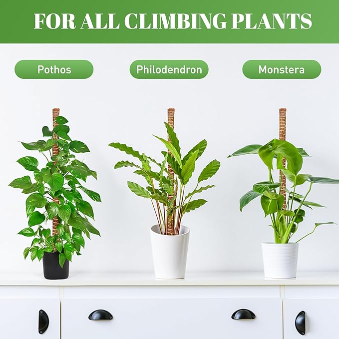 54 Inch Moss Pole, 3 Pack 16 Inch Moss Poles Monstera Plant Support, Moss Poles for Climbing Plants Indoor, Coir Plant Pole Sticks Support Stakes for Potted Plants, Pothos, Philodendron