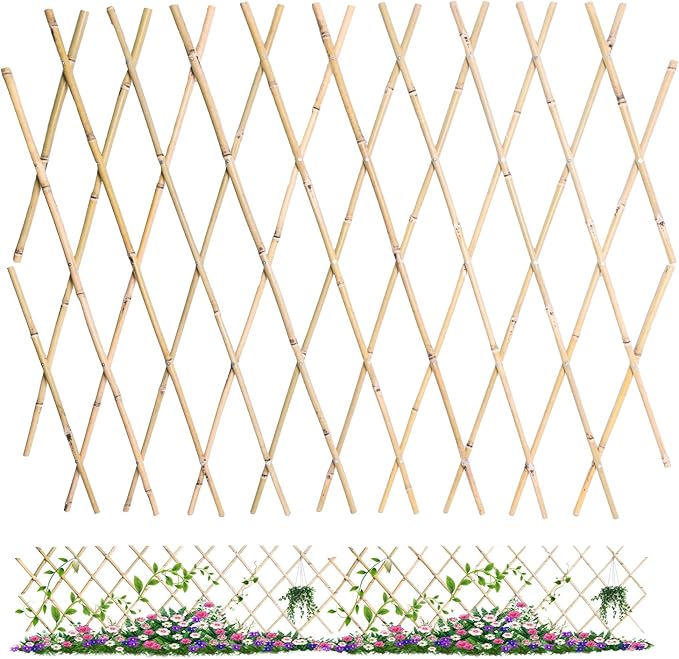 2 Pcs 48x72 Inch Expandable Bamboo Trellis, Garden Lattice Fence, Expandable Fence for Climbing Plants, Vines & Ivy,Pet & Dog Barrier
