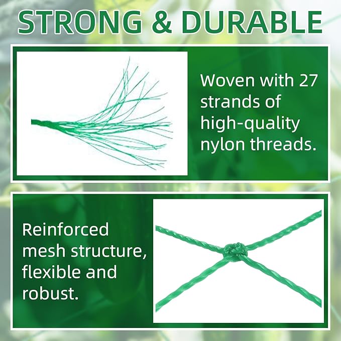 2 Pack Trellis Netting for Climbing Plants, 24.6' x 6.6' Heavy Duty Garden Trellis Netting Plant Support Netting Outdoor Grow Net for Vines, Fruits, Vegetables