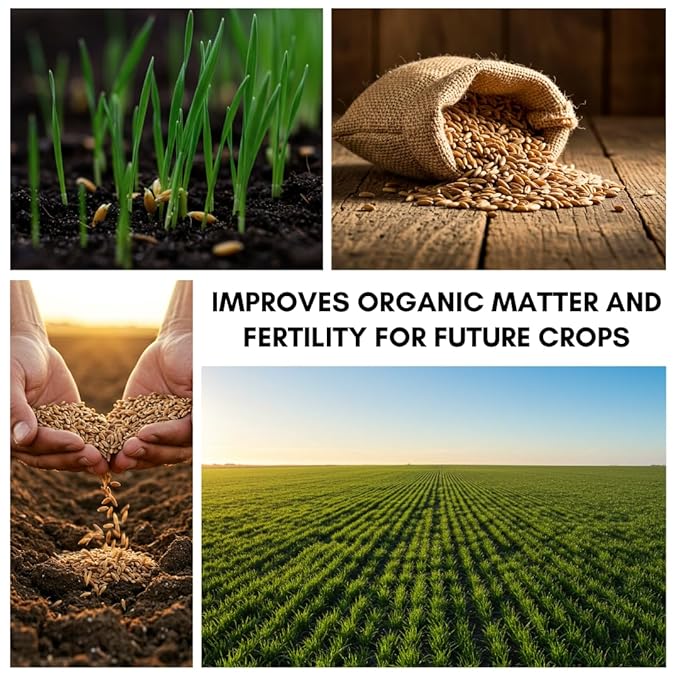 Rye Grain Seeds – 15 lbs – Open-Pollinated Cover Crop and Forage Mix for Soil Improvement, Erosion Control, and Deer Food Plots